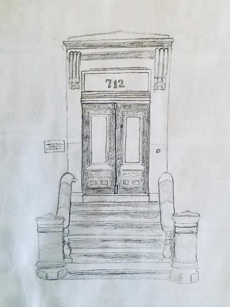 A sketch of the Foundation's office at 712 Jackson Place, courtesy of Ellen Dunlavey