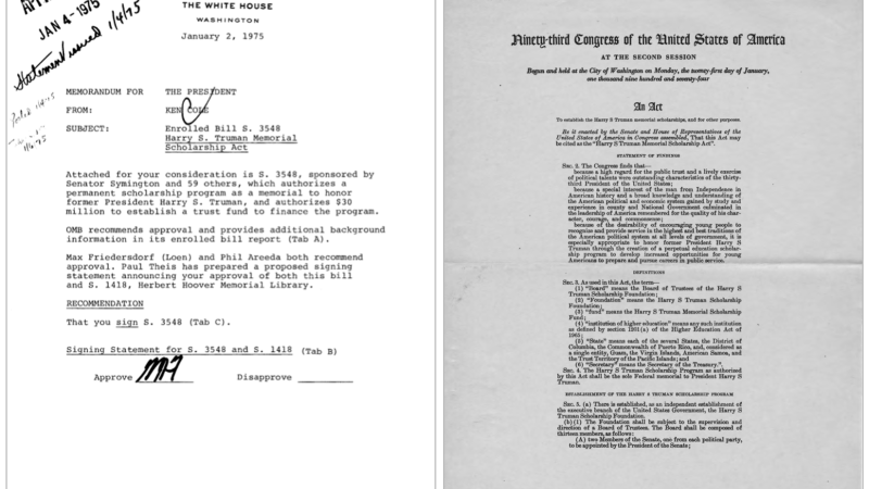 Scanned copy of the legislation creating the Truman Foundation
