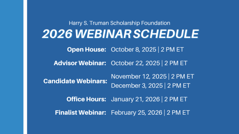 Revised webinar schedule